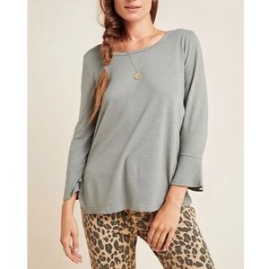 Anthropologie T.LA Tessa Bell-Sleeve Tee in Moss